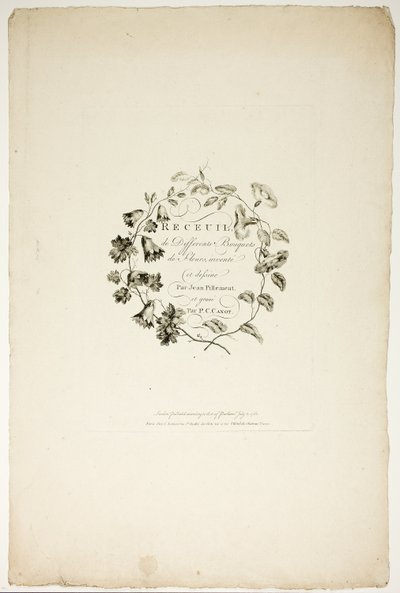 Obálka sbírky různých kytic květin, kterou vymyslel a nakreslil Jean Pillement a vyryl P. C. Canot od Pierre Charles Canot