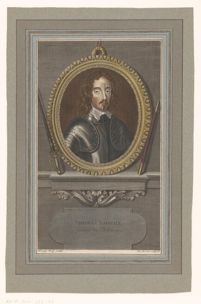 Portrét van Thomas Fairfax Thomas Fairfax (titul na objektu) od Pierre Drevet