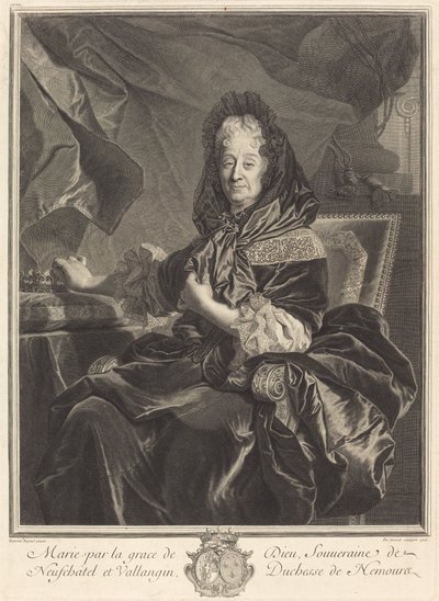 vévodkyně z Nemours od Pierre Drevet after Hyacinthe Rigaud