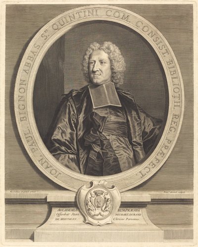 Jean Paul Bignon, opat svatého Quentina od Pierre Drevet after Hyacinthe Rigaud