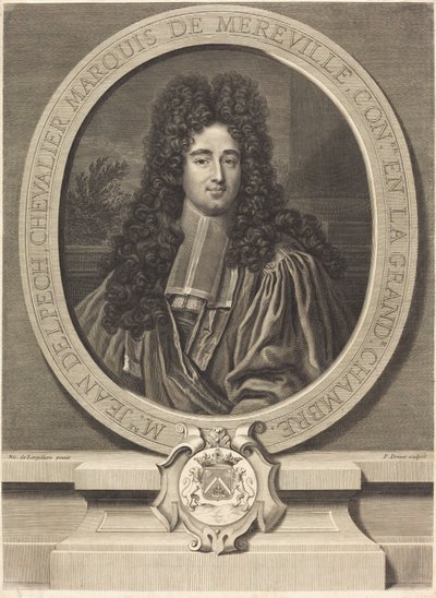 Jean Delpech, markýz z Mereville od Pierre Drevet after Nicolas de Largillierre