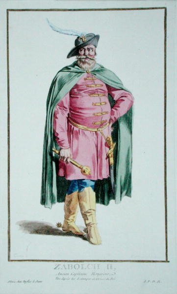 Zabolchii II z „Receuil des Estampes, Representant des Rangs et des Dignites, podle Kostýmu všech existujících národů“, vydáno 1780 (ručně kolorovaná rytina) od Pierre Duflos