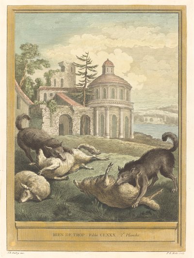 Rien de trop (nic není nadbytečné) od Pierre Etienne Moitte after Jean Baptiste Oudry