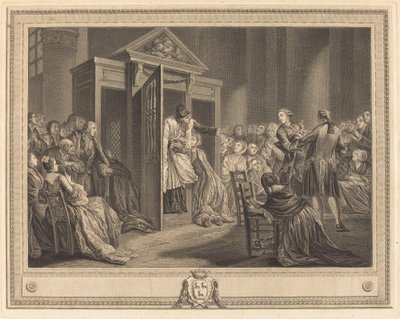 Le zpovědnice od Pierre Etienne Moitte after Pierre Antoine Baudouin