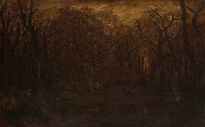 Les v zimě při západu slunce, ca. 1846-67. od Pierre Etienne Theodore Rousseau