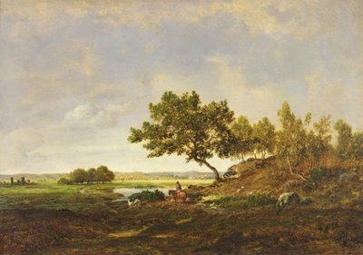 Rybník na úpatí kopce, cca 1848-55 (olej na dřevě) od Pierre Etienne Theodore Rousseau