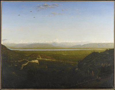 Pohled na Mont Blanc, viz z La Faucille, kolem roku 1865 (olej na plátně) od Pierre Etienne Theodore Rousseau