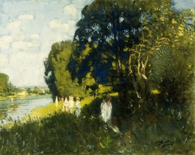 Krásná neděle na břehu Seiny; krásnou neděli u Seiny od Pierre Eugene Montezin