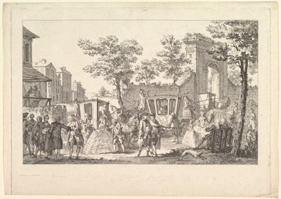 Tableau des portraits a la Mode Plate of Fashion Portraits, 1760-61. od Pierre Francois Courtois