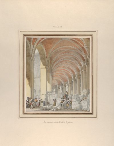 Halle aux Blés, pohled na interiér, ca. 1810. od Pierre Francois Leonard Fontaine