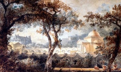expiatorní kaple Ludvíka XVI v Paříži. akvarel, kolem 1830 od Pierre Francois Leonard Fontaine