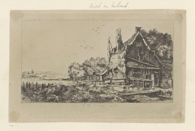 Krajina s domem se třemi komíny Recueil de quatre-vingt-cinq estampes originales (název série) od Pierre François Basan (workshop of)