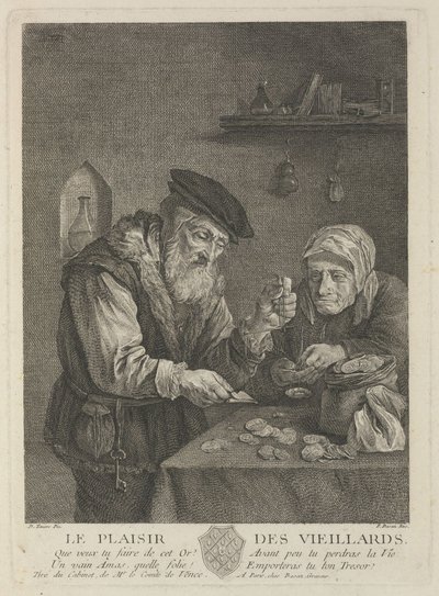 Radosti stáří podle obrazu Davida Tenierse mladšího, polovina 18. stol. od Pierre François Basan