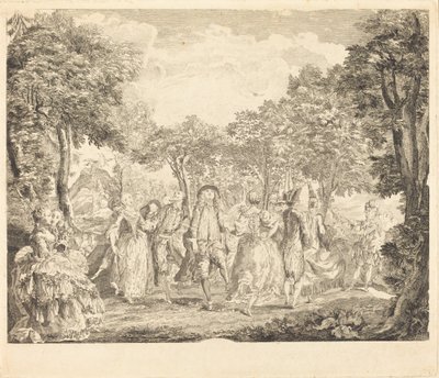 Balet v Opeře od Pierre François Basan after Gabriel Jacques de Saint Aubin