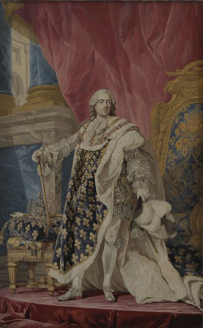 Portrét Ludvíka XV v jeho královském kostýmu, cca 1769 od Pierre François Cozette