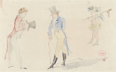 Lehký skicák se dvěma setkáními dandies a baletní amour od Pierre François Eugène Giraud
