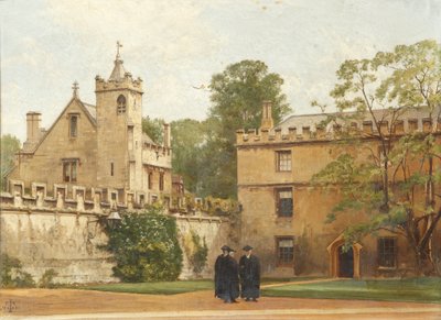 Grammar Hall ze St Johns Quadrangle v roce 1881: President Bulley v Lodgings Drive a dva další, 1881 od Pierre François Joseph Tonneau