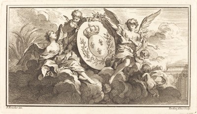 Královský erb Ludvíka XV od Pierre François Tardieu or Jacques Nicolas Tardieu after François Boucher