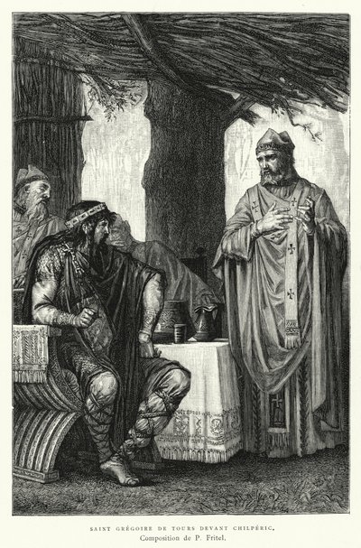 Saint Gregory Of Tours Before Chilperic (rytina) od Pierre Fritel