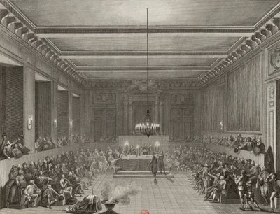 Pařížská komuna uděluje 15. ledna 1790 Angličanovi C. J. W. Neshamovi meč a občanskou korunu. od Pierre Gabriel Berthault