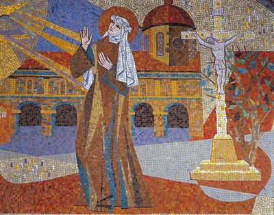 Detail nástěnné malby, bazilika svaté Terezie, Lisieux, Basse-Normandie, Francie od Pierre Gaudin