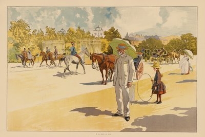 U brány Bouloňského lesíka, Paříž (barevná litografie) od Pierre Georges Jeanniot