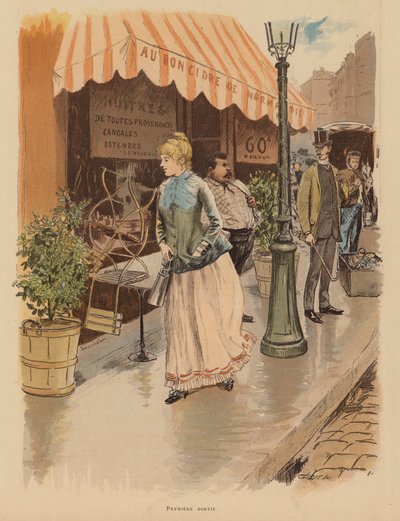 První výlet pařížským ránem (barevná litografie) od Pierre Georges Jeanniot