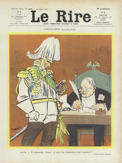 Německé smírčí řízení. Ilustrace pro Le Rire od Pierre Georges Jeanniot