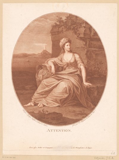 Starožitná ženská postava v sopečné krajině Pozornost. (název na objektu) od Pierre Guillaume Alexandre Beljambe