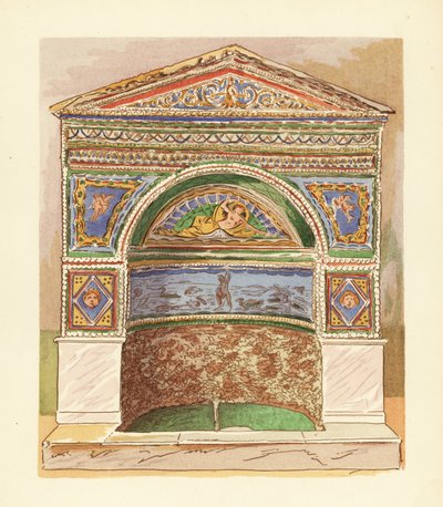 Smaltovaná mozaiková fontána v Domě medvěda nebo Casa dell’ Orso Ferito, Pompeje od Pierre Gusman