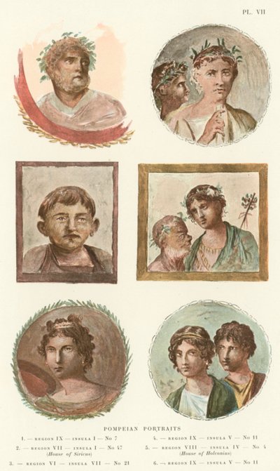 Pompejské portréty (barevné lito) od Pierre Gusman