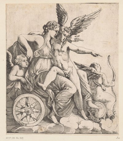 Venuše a Amor ve voze obklopeni putti od Pierre II Biard