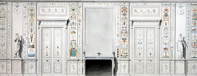 Design pro salon (křída, inkoust, akvarel a tělová barva na papíře) od Pierre II Rousseau