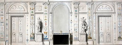 Design pro salon (křída, inkoust, akvarel a tělová barva na papíře) od Pierre II Rousseau