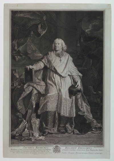 Portrét kardinála Jacquese Benigne Bossueta (1627-1704) od Pierre Imbert Drevet