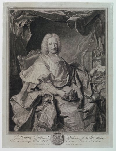Portrét Guillaume Cardinal Dubois (1650-1723) od Pierre Imbert Drevet