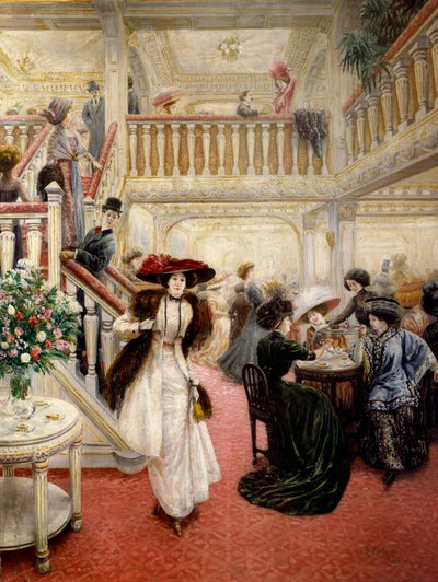 Dobrý čas: “Skvělá kavárna”. Obraz signovaný P. Poitevin (pravděpodobně Pierre-Jean Poitevin od Pierre Jean Poitevin