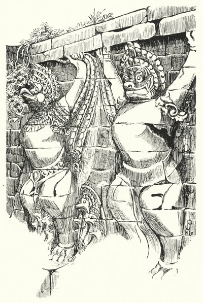 Garudas, sloní terasa (rytina) od Pierre Jeannerat de Beerski