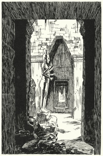 Obří Višnu v bočním vchodu, Angkor Vat (rytina) od Pierre Jeannerat de Beerski