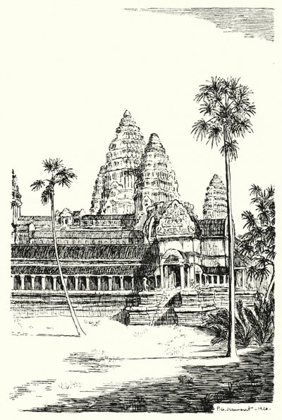 Věže Angkor Vat (rytina) od Pierre Jeannerat de Beerski