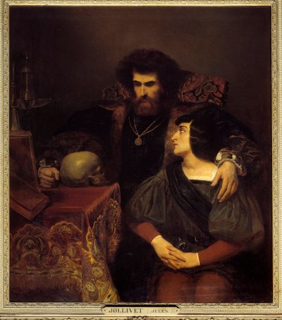 Scéna Lara z písně Lorda Byrona „Lara“ I. Painting (Vanite) od Pierra Julese Jolliveta (1794-1871) 19. století Sun. 1,3x1,1m od Pierre Jules Jollivet
