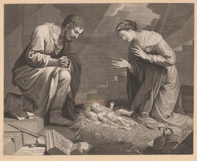Marie a Josef v klanění Ježíšku od Pierre Landry