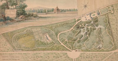 Plán zahrady Château de Bagatelle, 1817. od Pierre Lapie