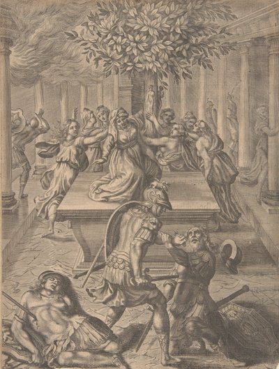 The Sack of Troy-Pyrrhus zabíjení Priama, před 1654. od Pierre Lombart