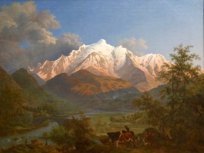 Pohled na Mont-Blanc ze Sallanches za soumraku od Pierre Louis de La Rive