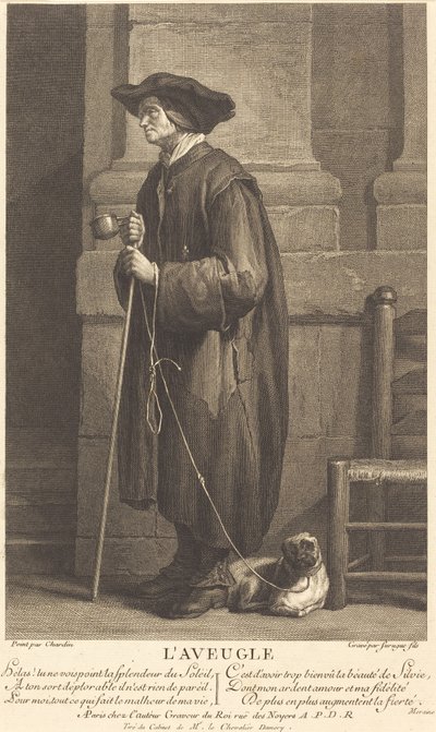 Slepý žebrák od Pierre Louis de Surugue after Jean Siméon Chardin