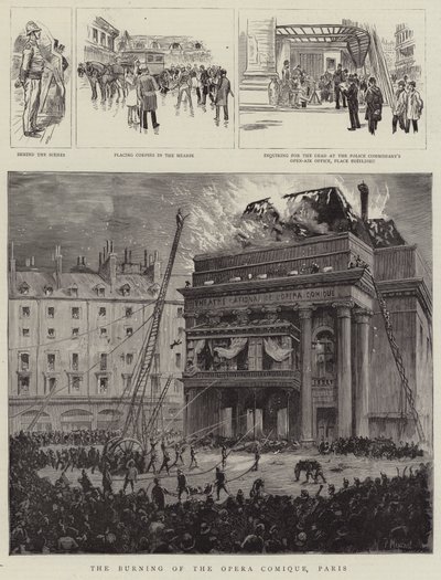 Hořící Opera Comique, Paříž od Pierre Mejanel