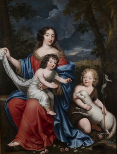 Portrét Madame de Maintenon 1635-1719, s přirozenými dětmi Ludvíka XIV., 17. století. od Pierre Mignard