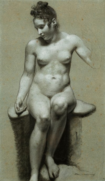Sedící ženský akt, od Pierre Paul Prudhon