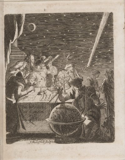 Pozorování nebes ve věku Galilea z: Of Importance of the Comets, 1681 od Pierre Petit